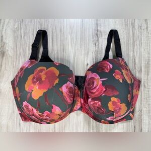 Torrid Black and Pink Floral Bra 42H
